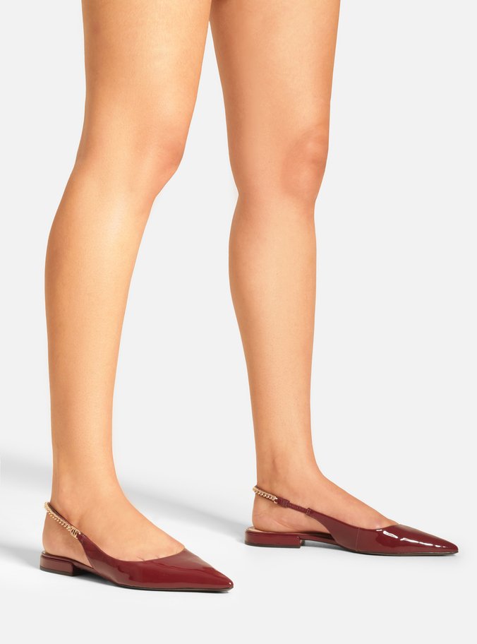 Sapatilha Vermelha Verniz Slingback Corrente