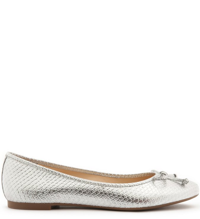 Sapatilha Metal Bico Redondo Snake Tiny Bow Silver