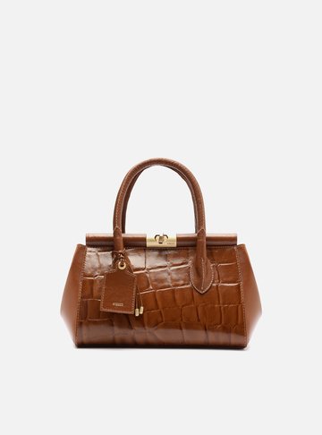 Bolsa Tote Marrom Couro Maxi Croco Média
