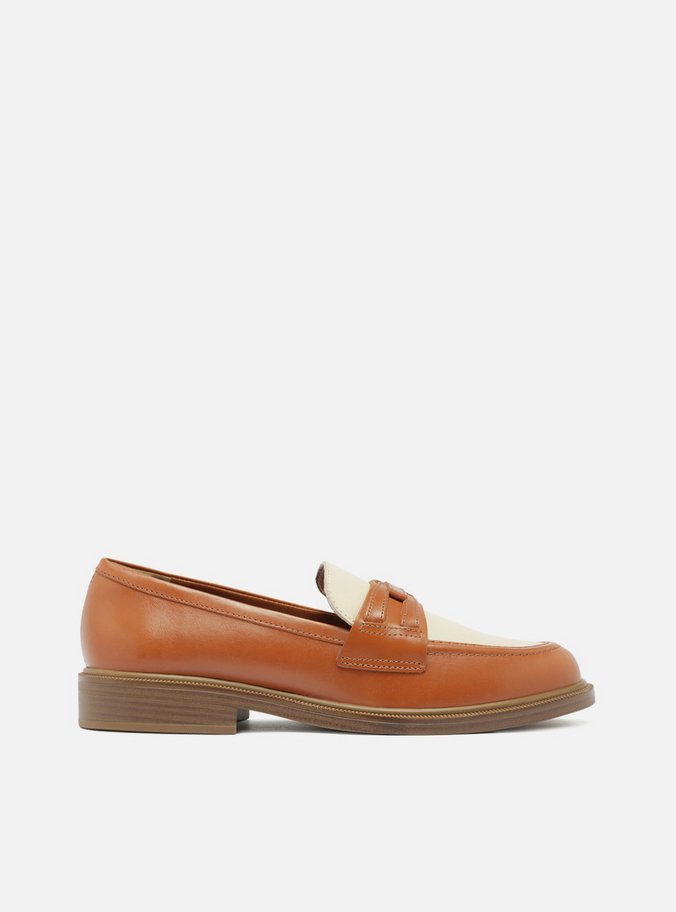 Mocassim Marrom Couro Tira Branco