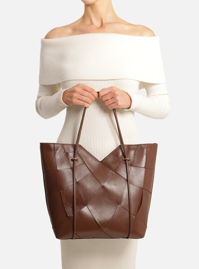 Bolsa Shopping Marrom Couro Tressê V