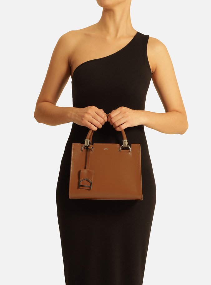 Bolsa Tote Marrom Cúrcuma Couro Abraccio Média