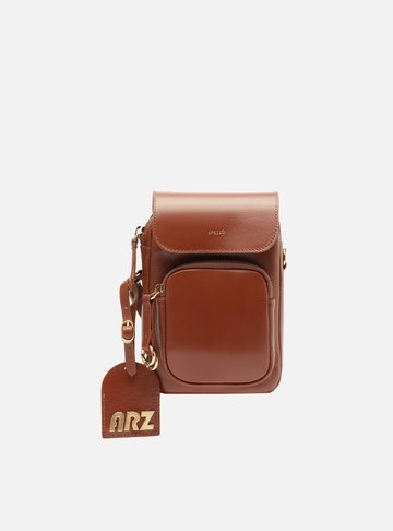 Bolsa Tiracolo Couro Marrom Pequena