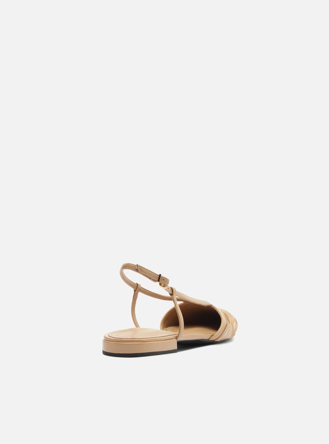 Sapatilha Nude Verniz Bico Fino Slingback