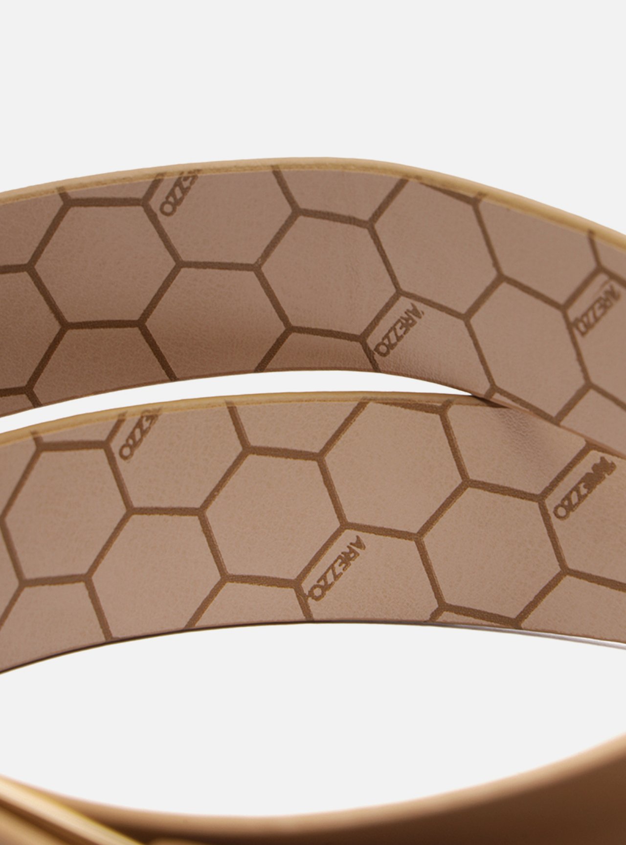Cinto Bege Couro Médio Fivela Hexagonal — foto 5