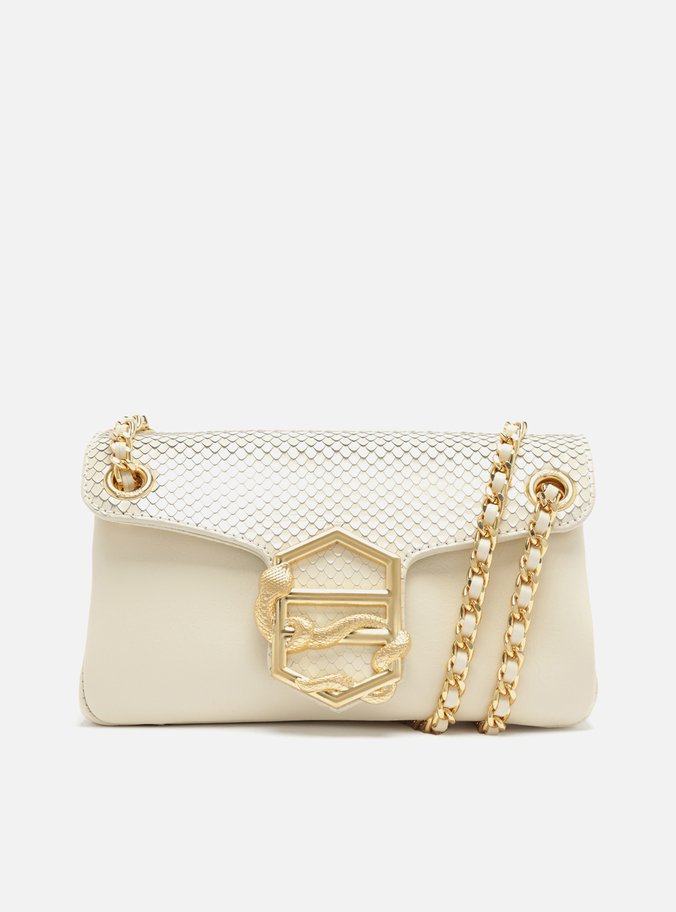 Bolsa Tiracolo Off-White Couro Snake Pequena