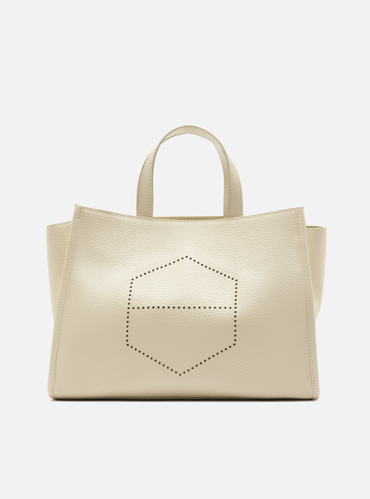 Bolsa Off White Couro Média Metais — foto 1