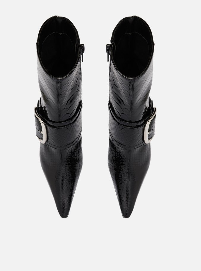 Bota Preta Snake Salto Fino Fivela