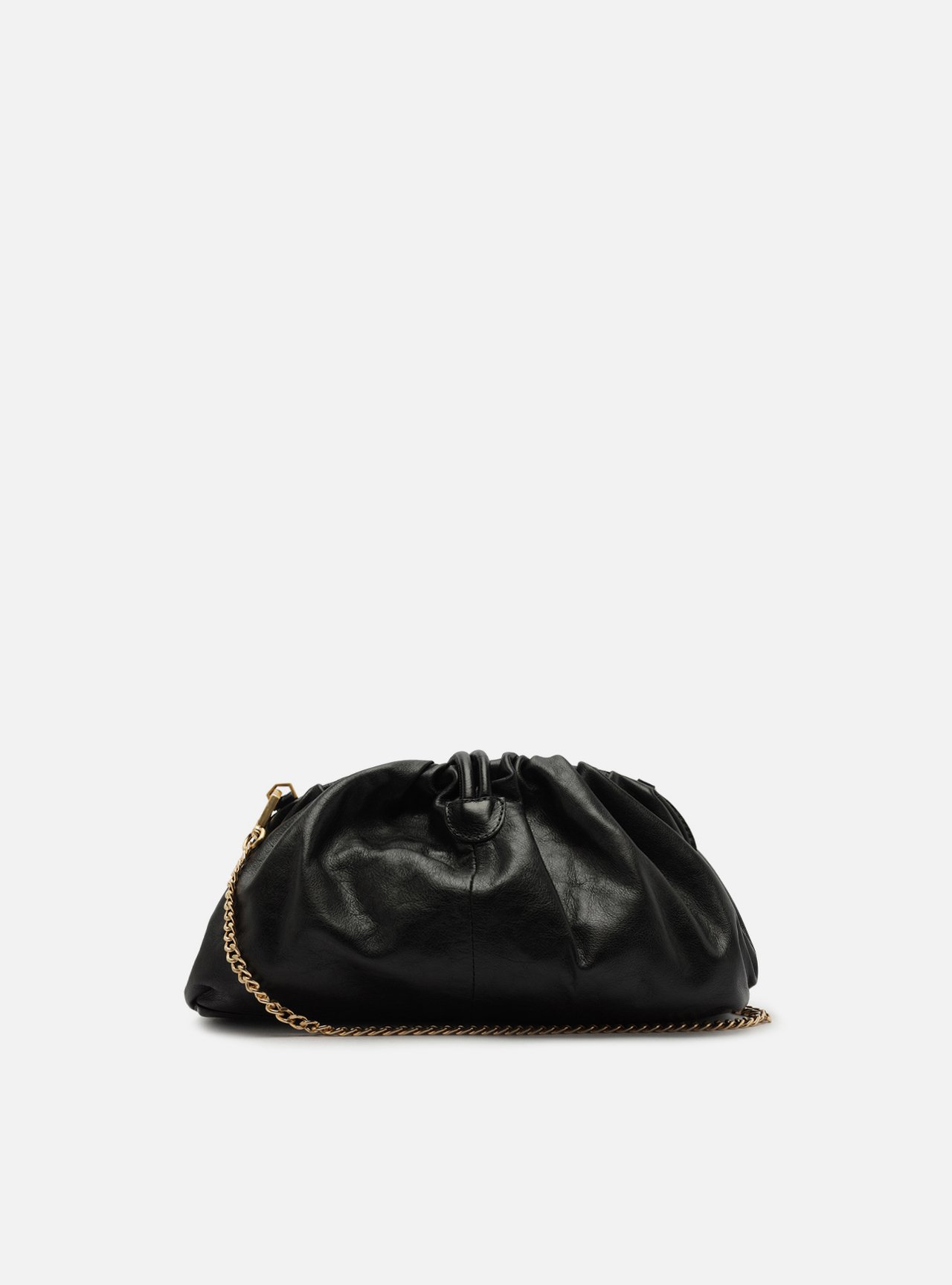 Bolsa Clutch Preta Couro Média Corrente — foto 3