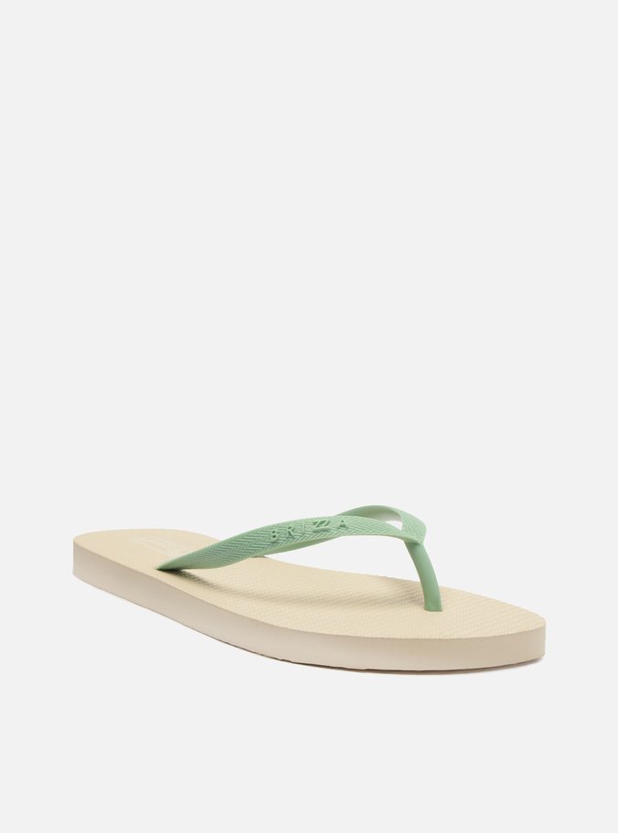 Kit Chinelo de Dedo Branco e Verde e Pouch