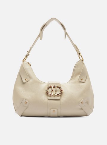 Bolsa Hobo Off White Couro Grande Metal Sextavado