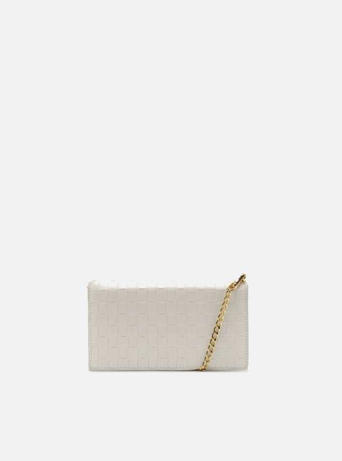 Clutch Branca Couro Tressê Pequena Silvia Braz