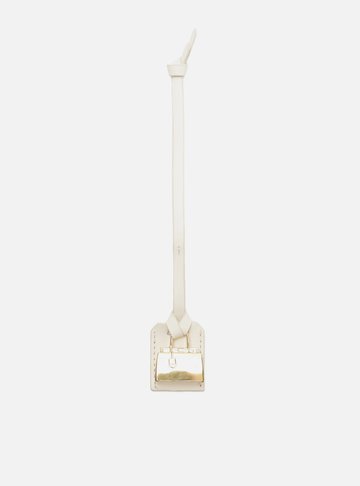 Bag Charm Branco Couro Mini Bolsa Metal