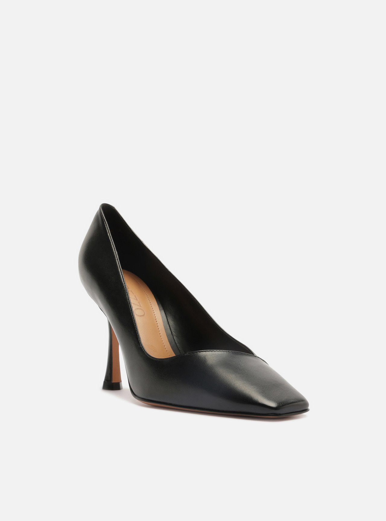 Scarpin Preto Couro Bico Quadrado — foto 2