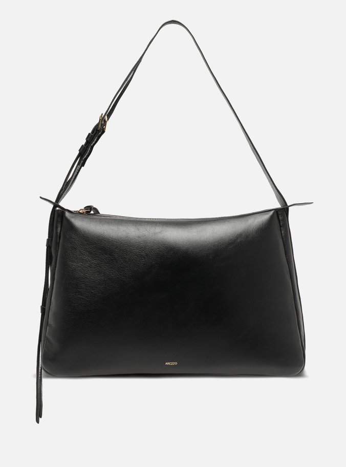 Bolsa Hobo Preta Couro Grande Alça Regulável