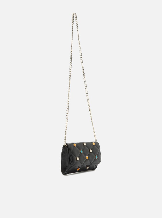 Mini Bag Preta Couro Mizz Stones New