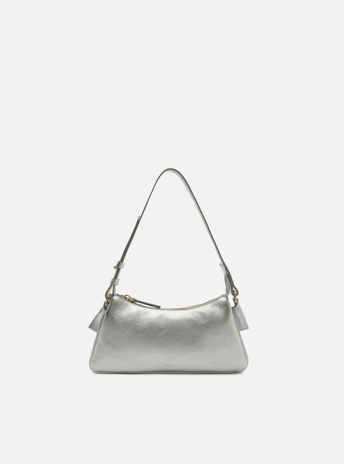 Bolsa Shoulder Prateada Couro Pequena
