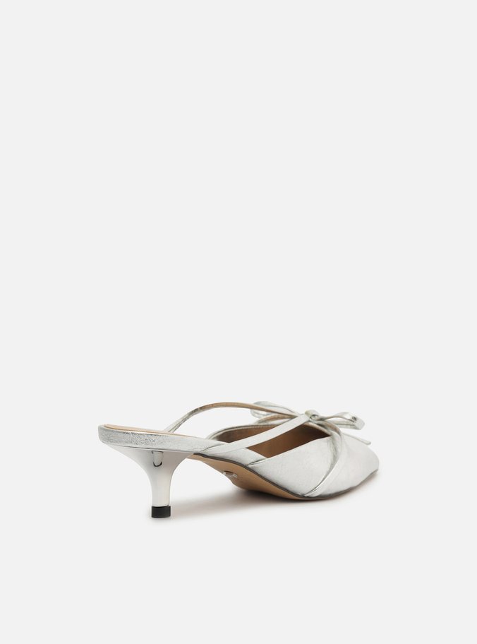 Mule Prateada Salto Kitten Laço