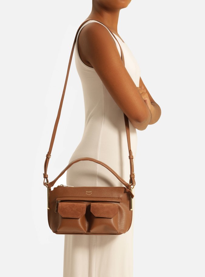 Bolsa Tiracolo Marrom Camel Média Bolsos Camurcina | Arezzo