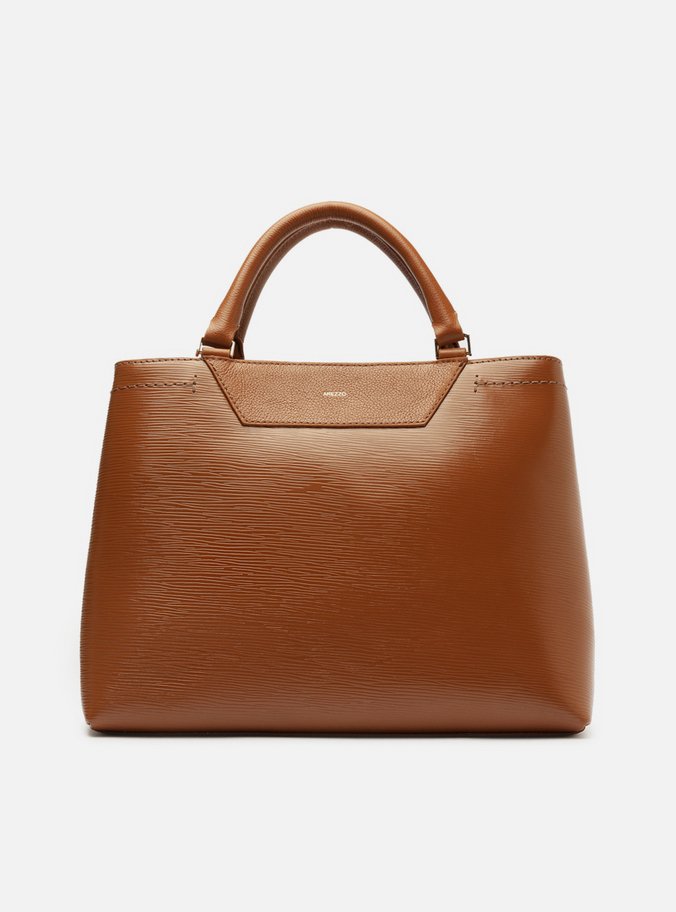 Bolsa Tote Marrom Couro Textura Grande