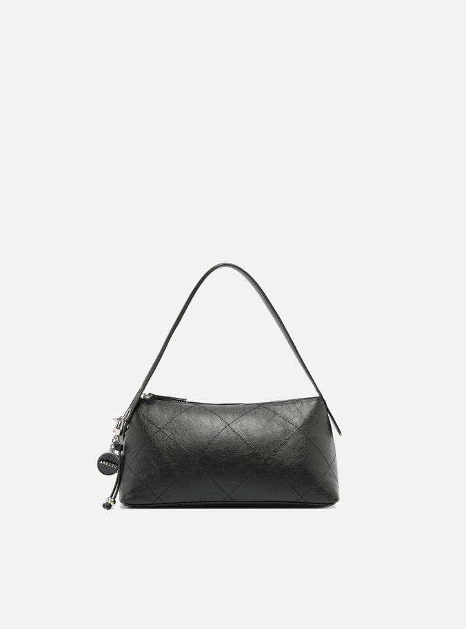 Tiracolo Preta Couro Matelassê Pequena Bag Charm
