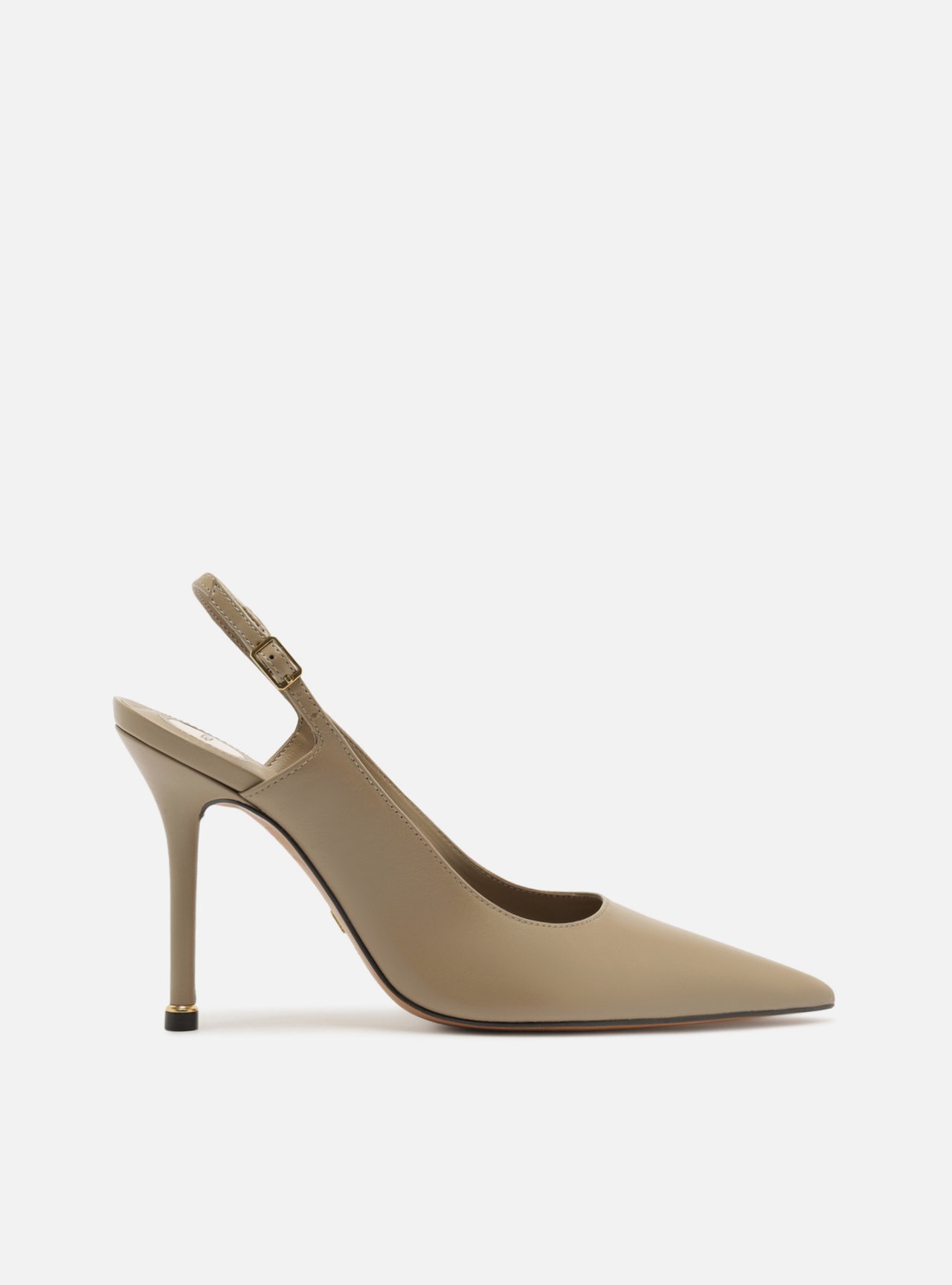 Scarpin Cinza Couro Salto Fino Slingback — foto 1