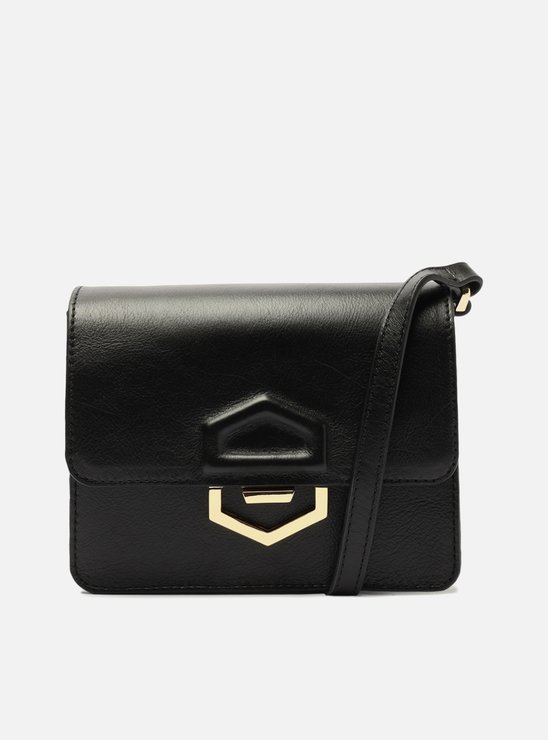Bolsa Tiracolo Preta Couro Antonela Pequena