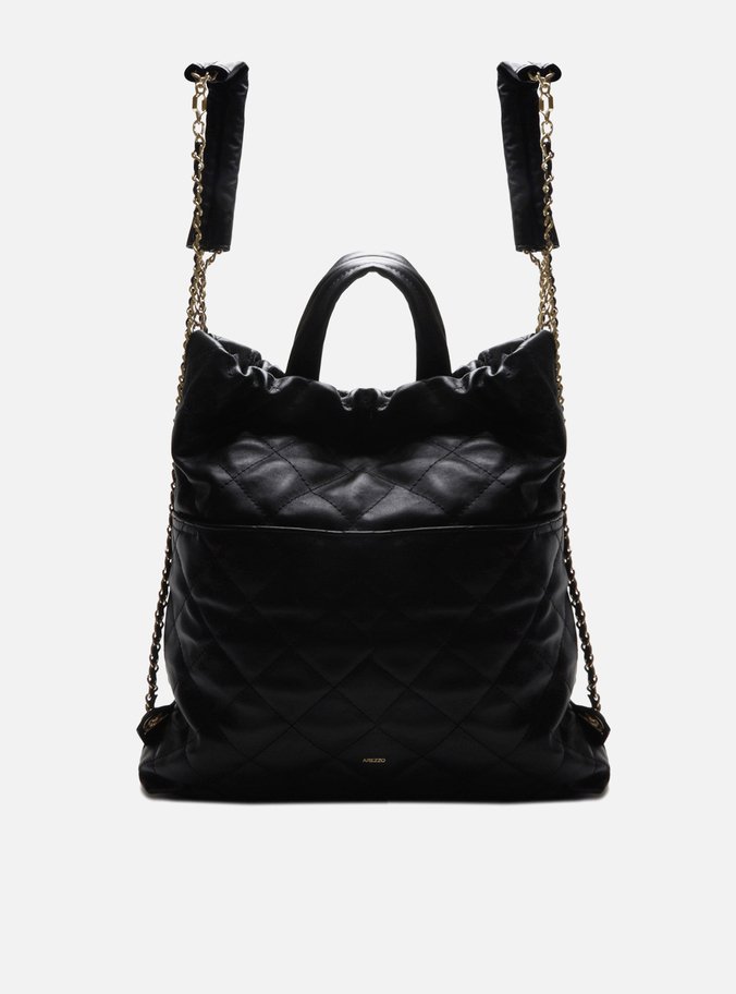 Mochila Preta Couro Charlotte Grande