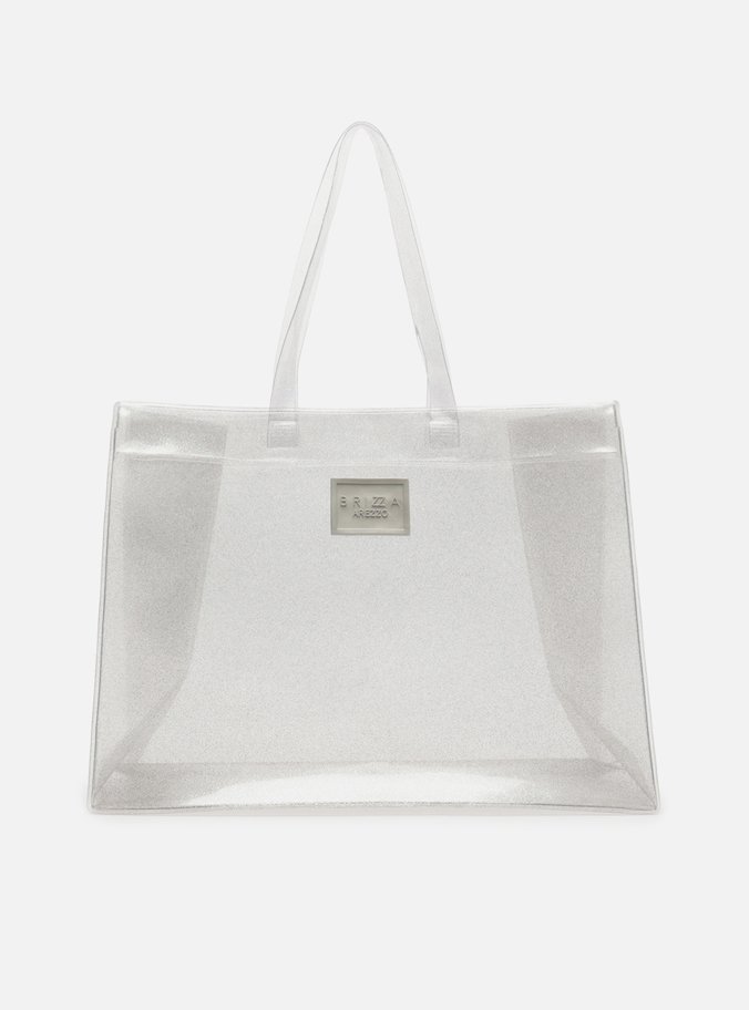 Bolsa Shopping Prata Vinil Liz Grande Glitter