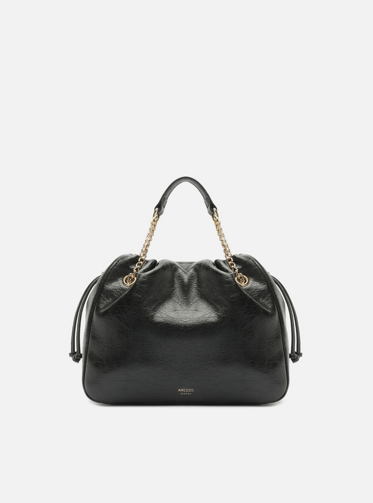 Bolsa Bucket Preta Média Alça Corrente — foto 1