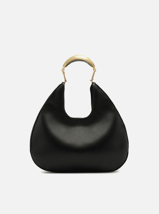 Bolsa Tiracolo Preta Couro Média Metal Bold