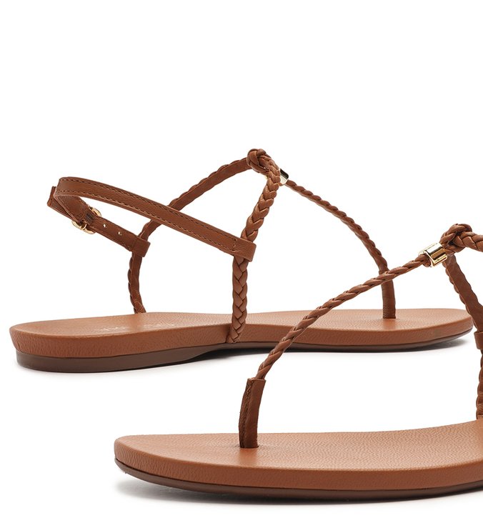 Sandália Rasteira Marrom Flat Slim