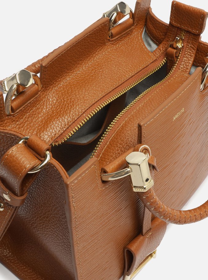 Bolsa Tote Marrom Couro Abraccio Média