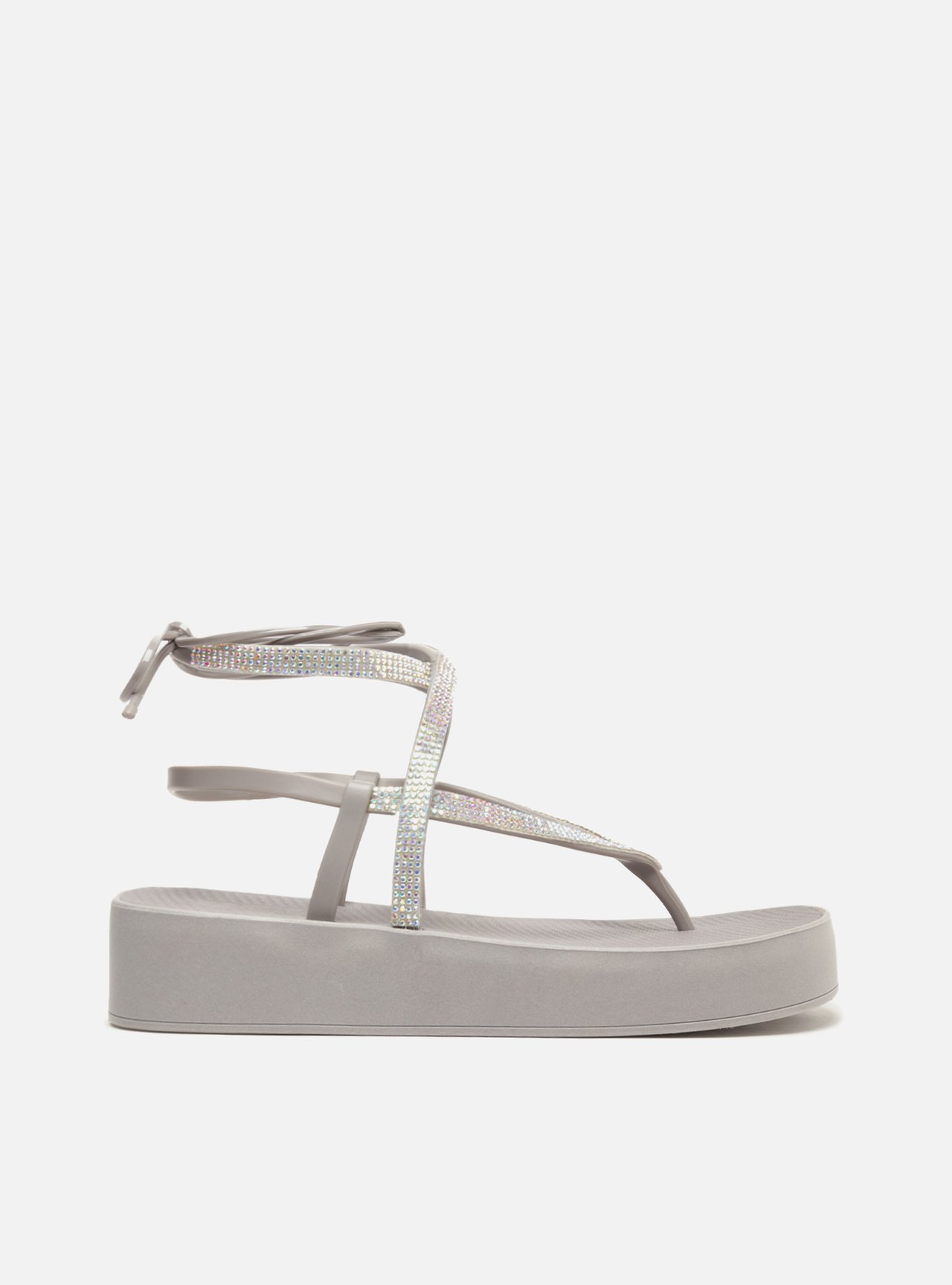 Sandália Prata Strass Flatform Amarração Bela — foto 4