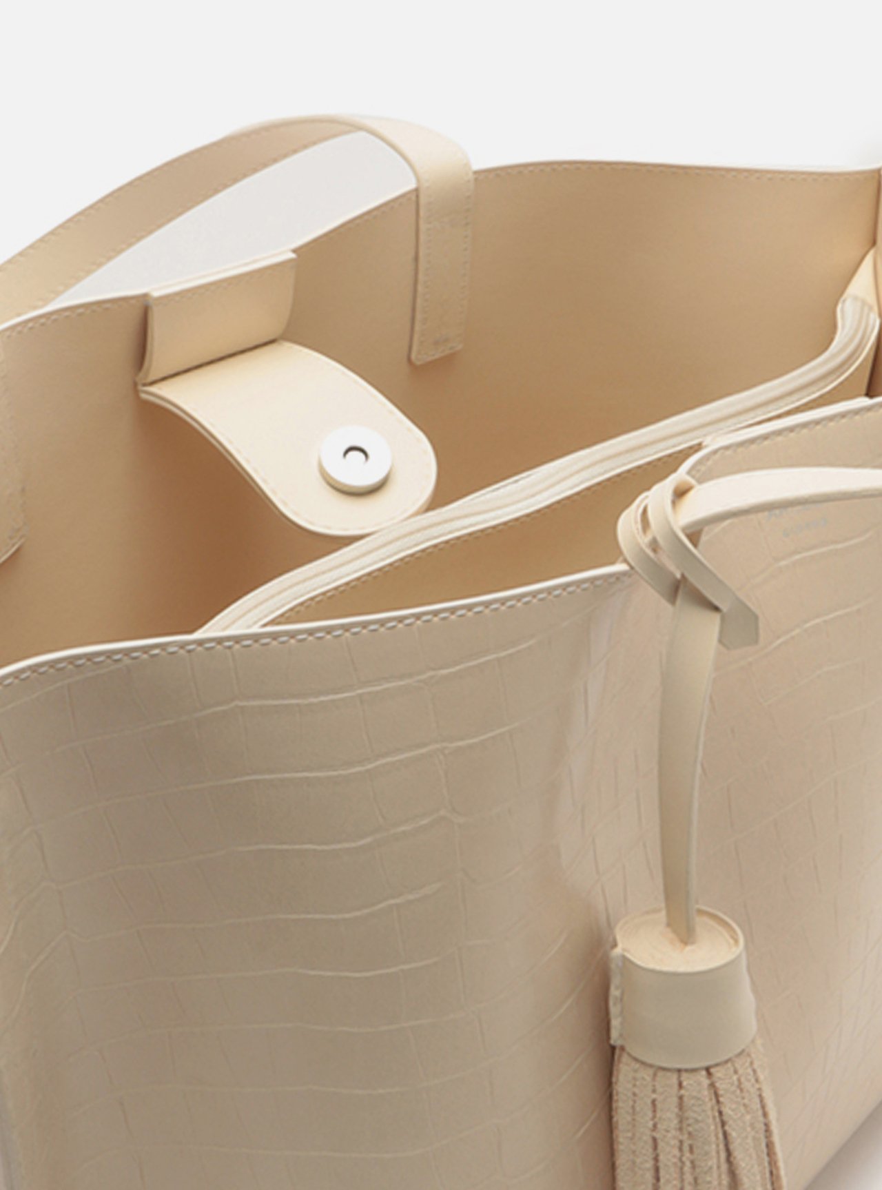 Bolsa Shopping Branca Croco Valentina Grande — foto 4