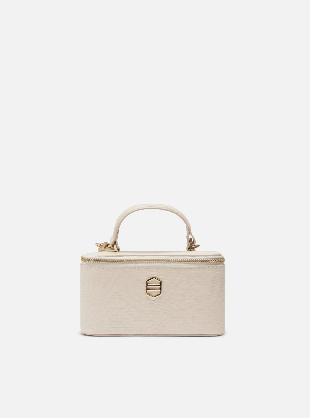 Bolsa Tiracolo Branca Couro Pequena Croco Corrente — foto 2