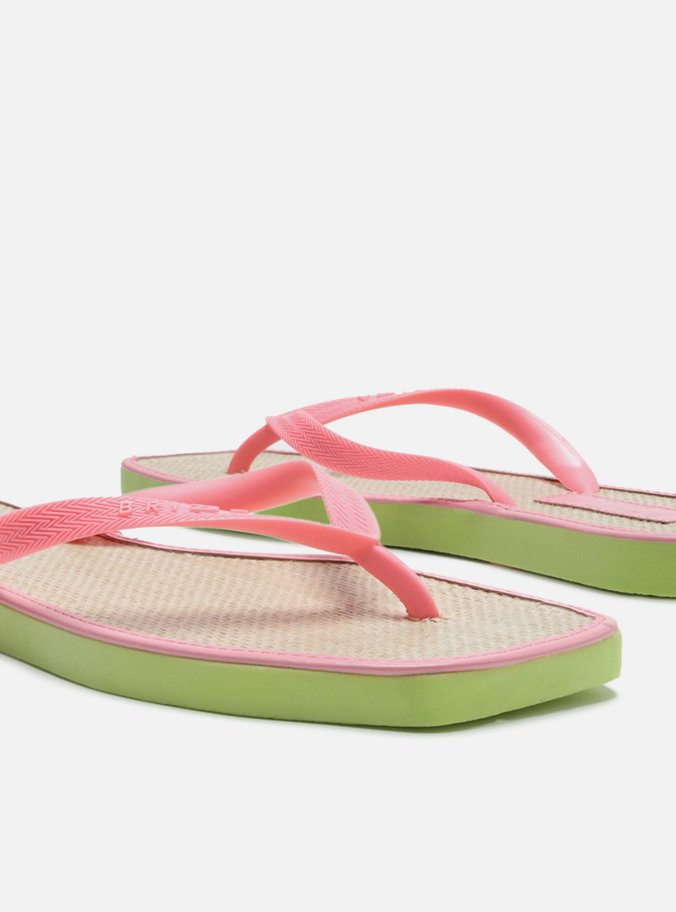 Chinelo de Dedo Rosa Square Palmilha Palha
