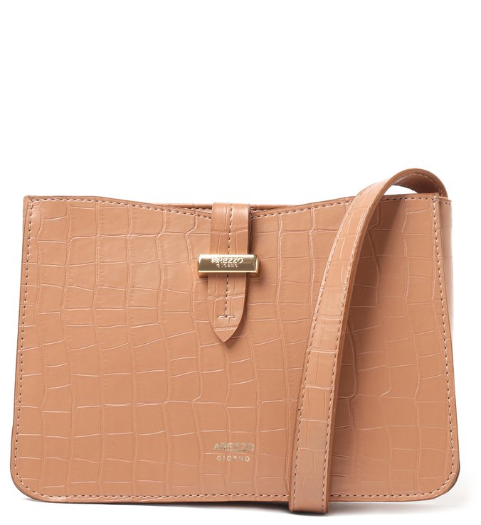 Bolsa Tiracolo Marrom Croco Giorno Pequena