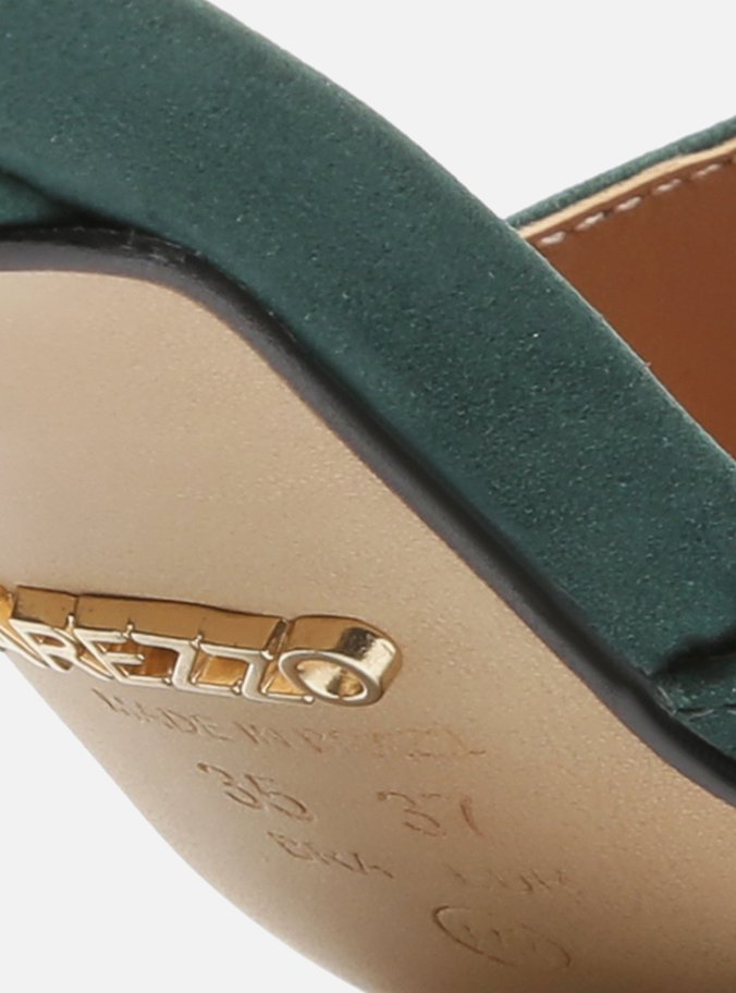 Mule Verde Nobuck Bico Folha