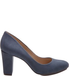 Scarpin Nobuck Bico Redondo Urban Blue Oil