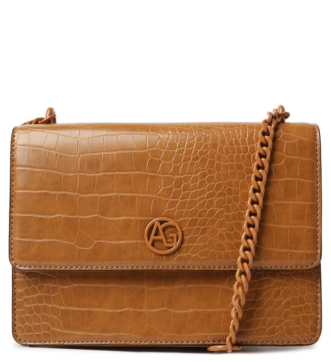 Bolsa Tiracolo Marrom Croco