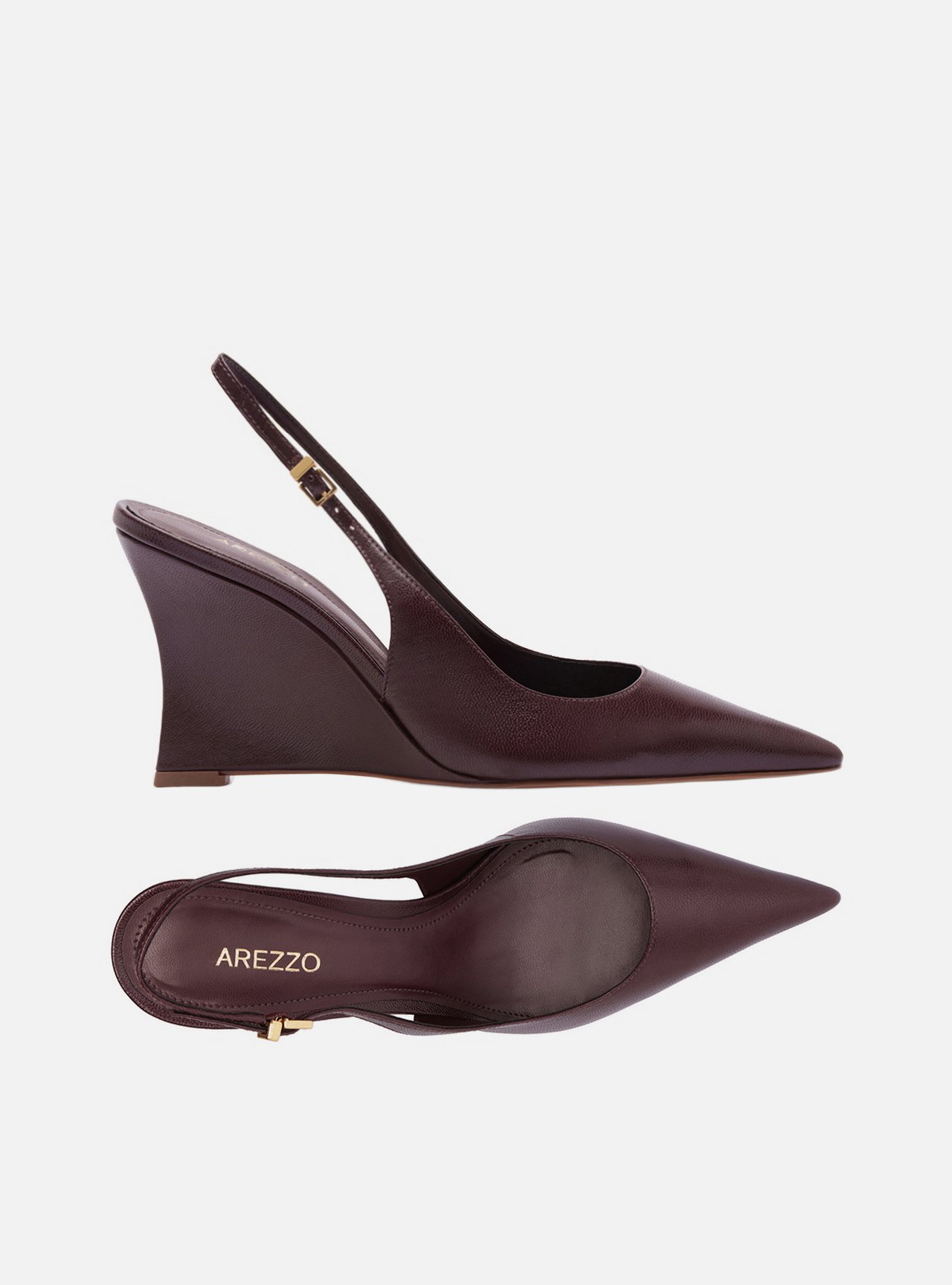Scarpin Bordô Dark Couro Salto Alto Anabela Slingback — foto 5