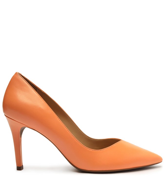 Scarpin Laranja Salto Alto Bico Fino Arezzo