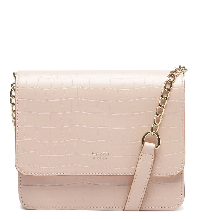Bolsa Tiracolo Rosa Soft Croco Catarina Pequena