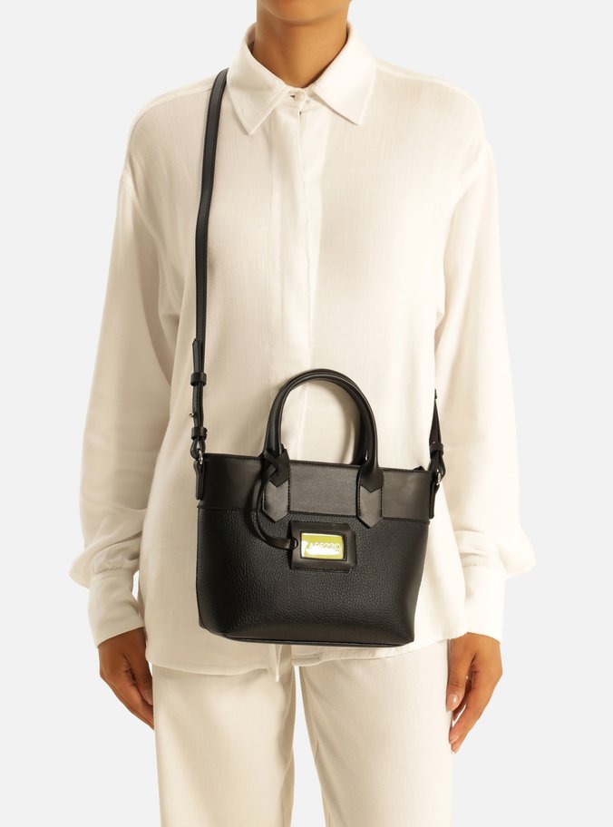 Bolsa Tote Preta Média Tag Verde