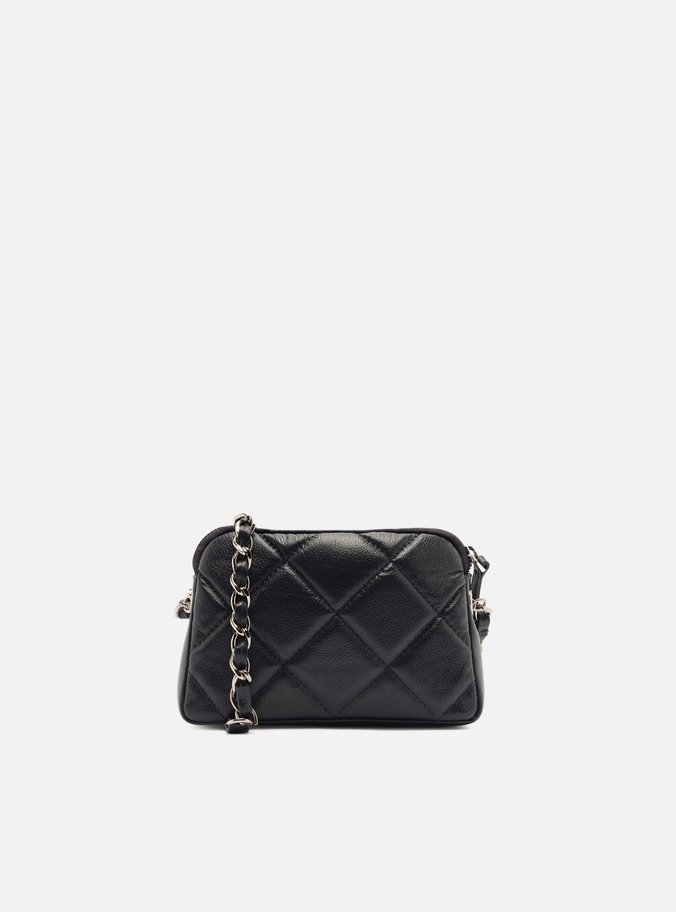 Bolsa Tiracolo Azul Couro Mizz Pequena Zíper