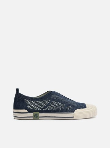 Tênis Slip On Azul Knit Elástico Alme