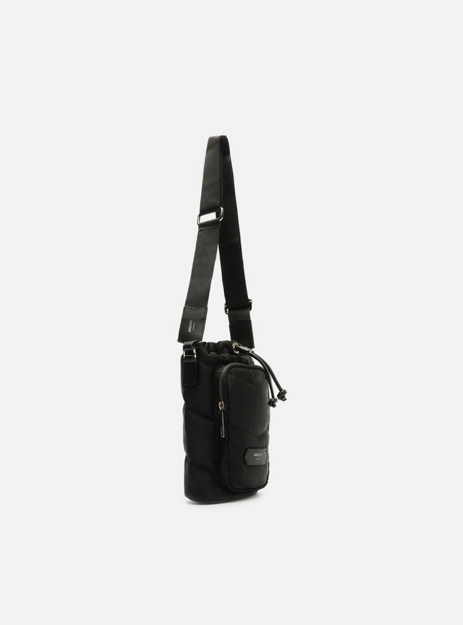 Mini Bag Preta Nylon Porta-Celular Puffer