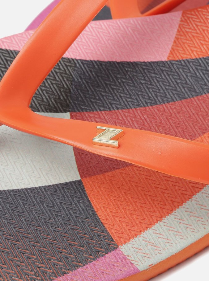 Chinelo de Dedo Laranja Estampa Geométrica Essential Brizza Scarf.Me