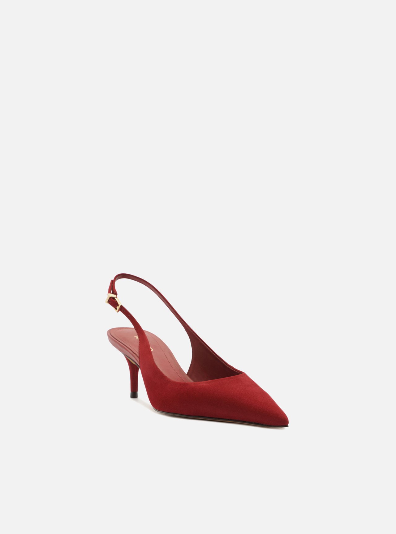 Scarpin Vermelho Acamurçado Slingback Salto Baixo — foto 2